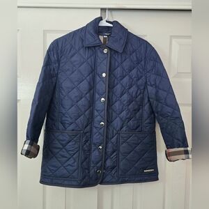 Burberry Navy Quilted Jacket with Check Lining